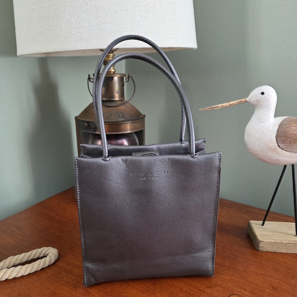 Coach 6108 Pearlized Mini Tote Gray Metallic Leather Bag Vintage - Picture 16 of 16